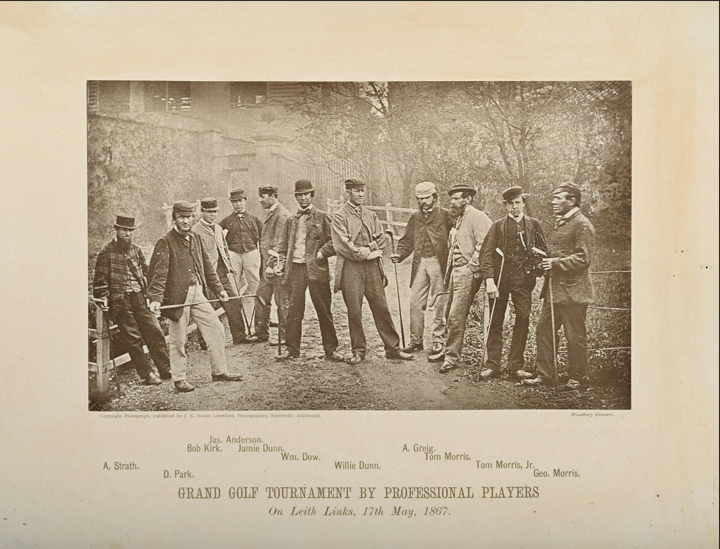 1867 Grand Golf Tournament Photogravure w/ Old & Young Tom Morris
