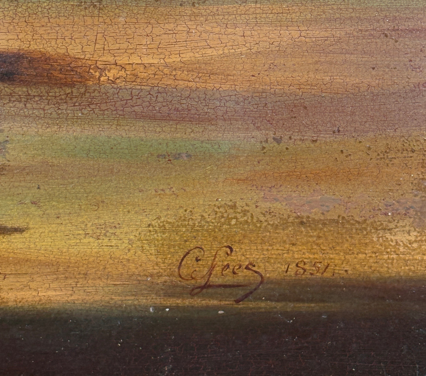 c1800s Oil on Tin of Period Golfers, Unknown Artist