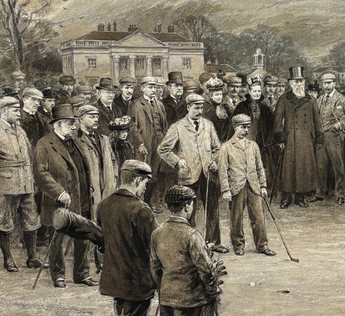 Original 1898 Michael Brown Artwork for 1899 Life Assoc. Calendar w/ F.G. Tait - Match at Duddingston