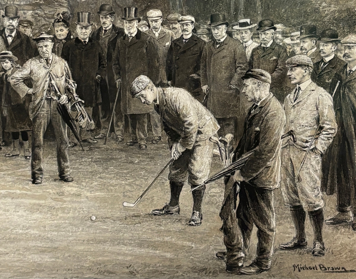 Original 1898 Michael Brown Artwork for 1899 Life Assoc. Calendar w/ F.G. Tait - Match at Duddingston