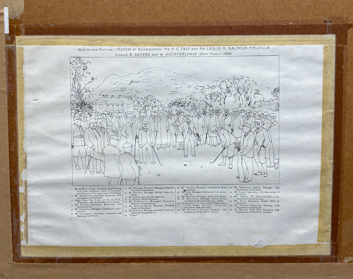 Original 1898 Michael Brown Artwork for 1899 Life Assoc. Calendar w/ F.G. Tait - Match at Duddingston
