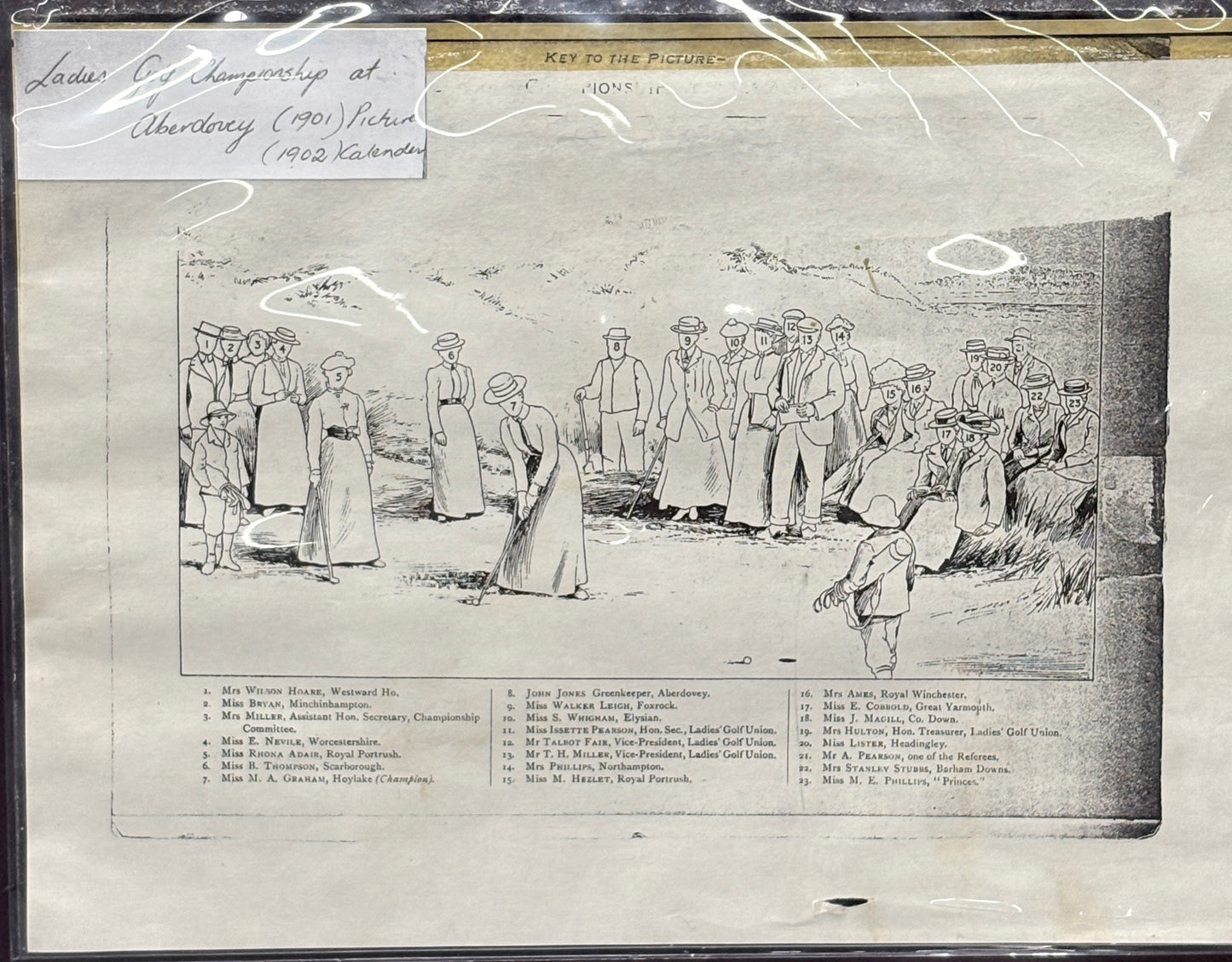 Original 1901 Michael Brown Artwork for Life Assoc. Calendar - Ladies Golf Championship at Aberdovey