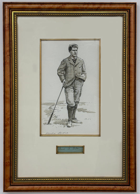 Harold Hilton Sketch by Arthur Weaver w/ Hilton Autograph