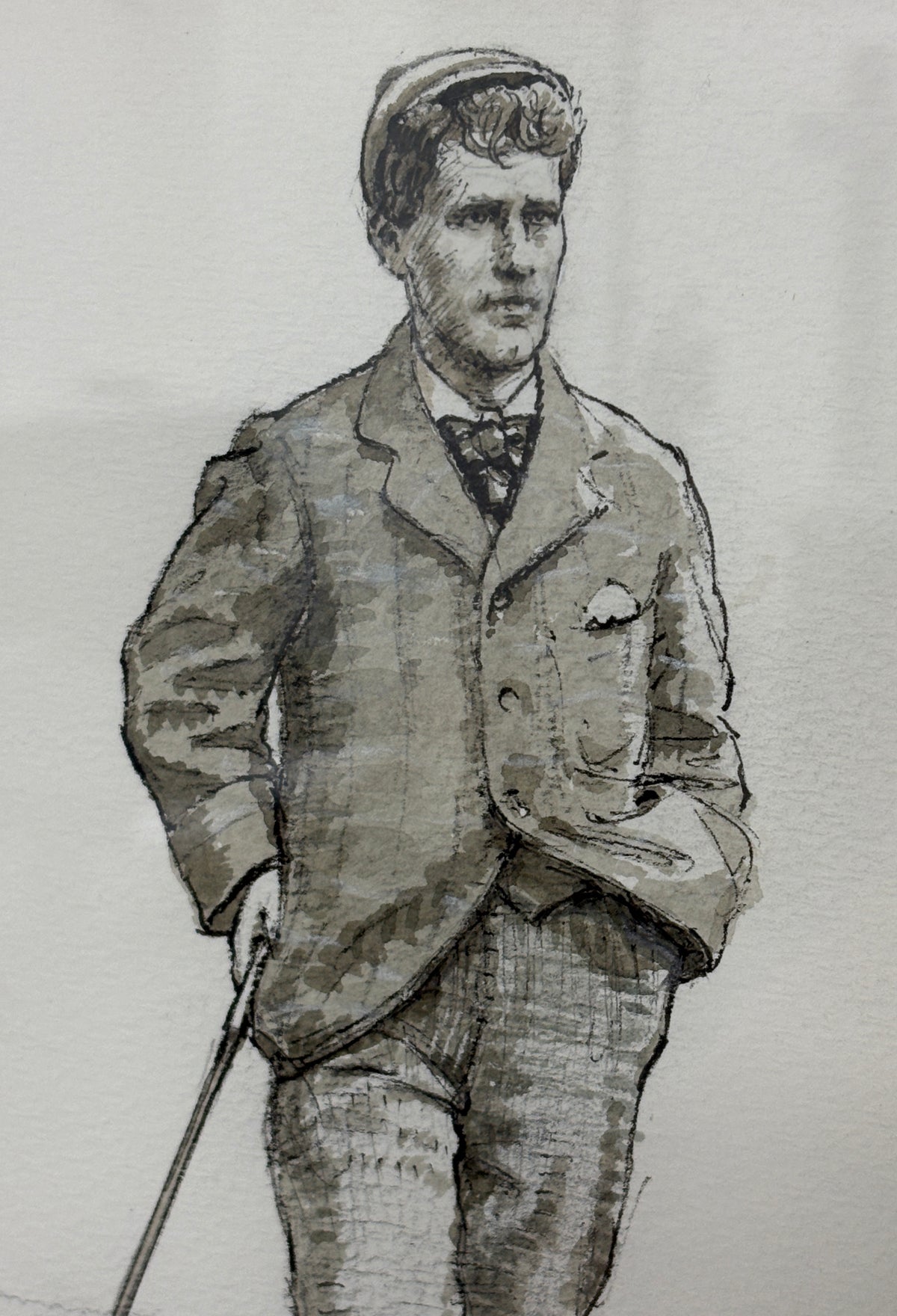 Harold Hilton Sketch by Arthur Weaver w/ Hilton Autograph