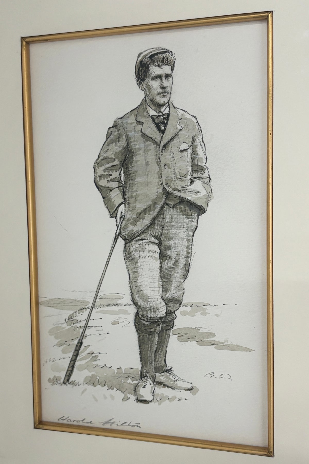 Harold Hilton Sketch by Arthur Weaver w/ Hilton Autograph