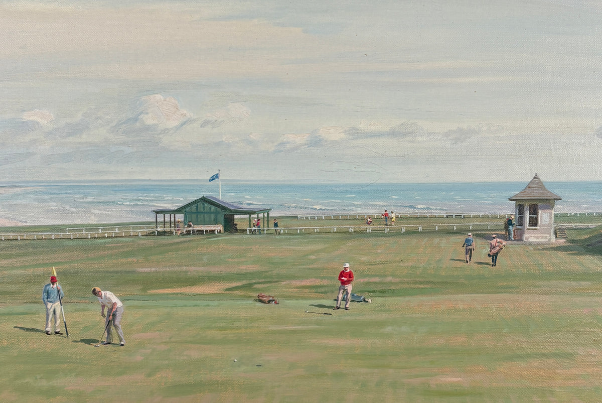 "Scene at the 18th, Tom Morris Green", St Andrews by Arthur Weaver, 1980