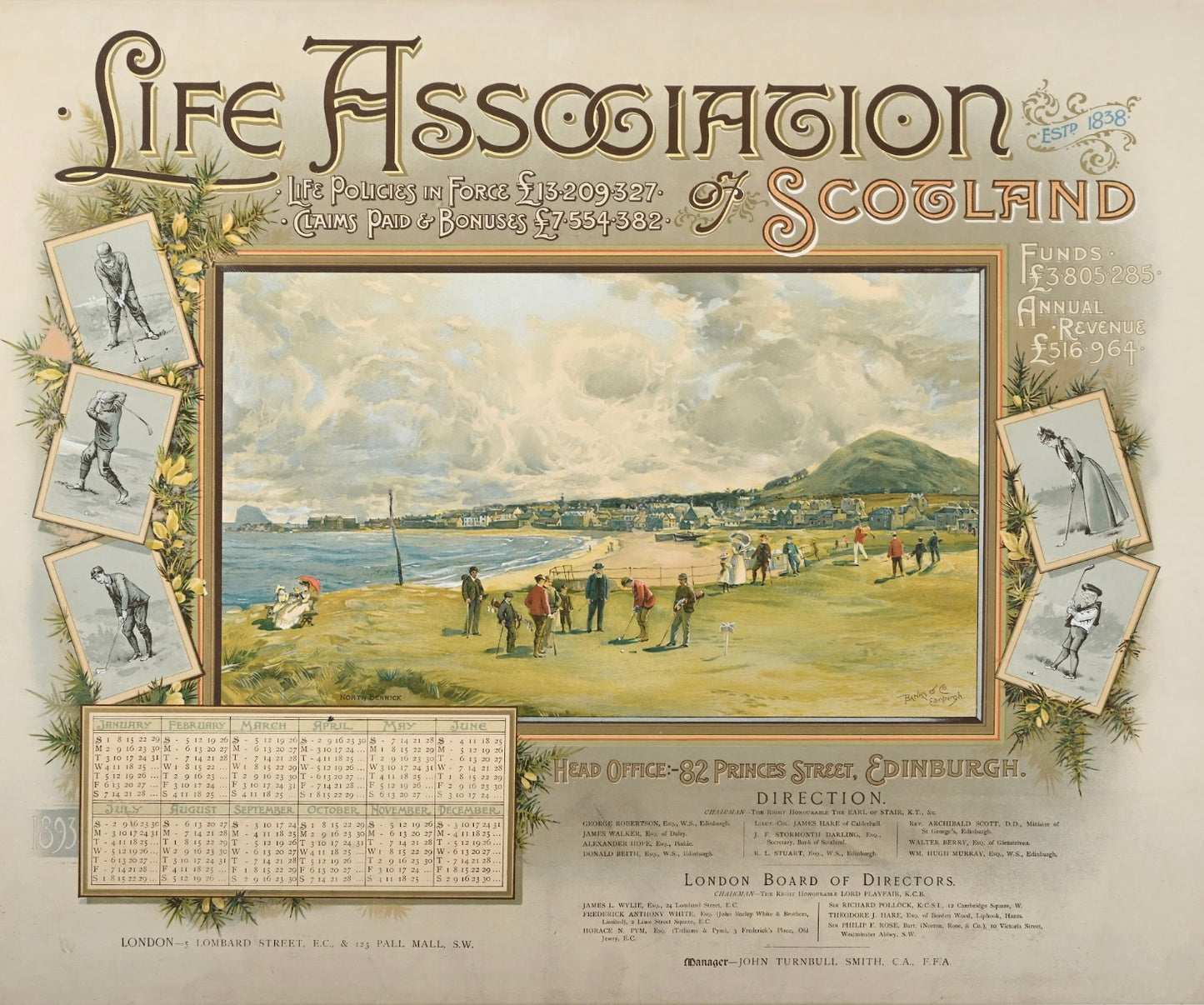 North Berwick 1893 Life Association of Scotland Calendar by Michael Brown