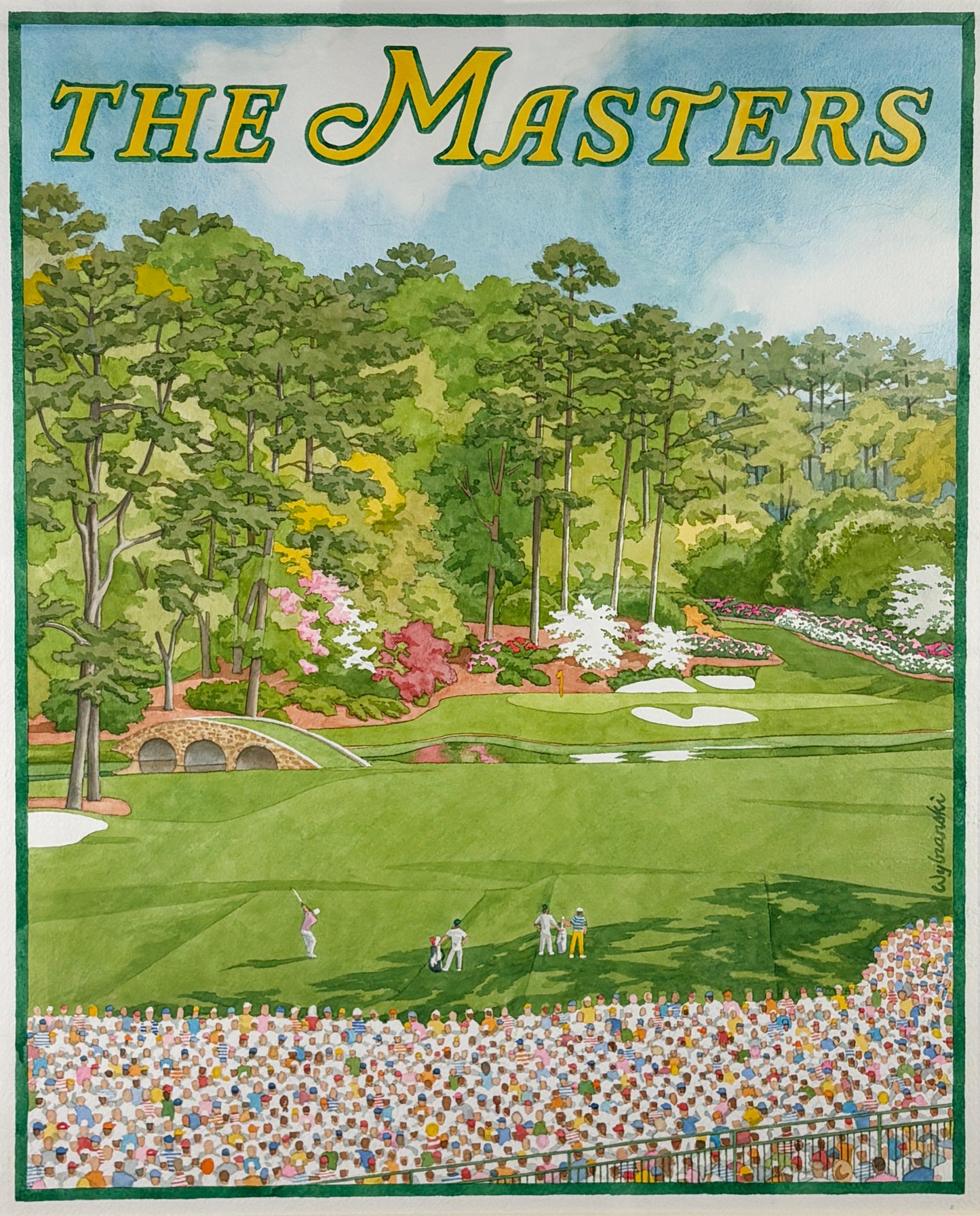 Original Artwork for Official 2019 Masters Tournament Poster by Lee Wybranski [Tiger Woods Victory]