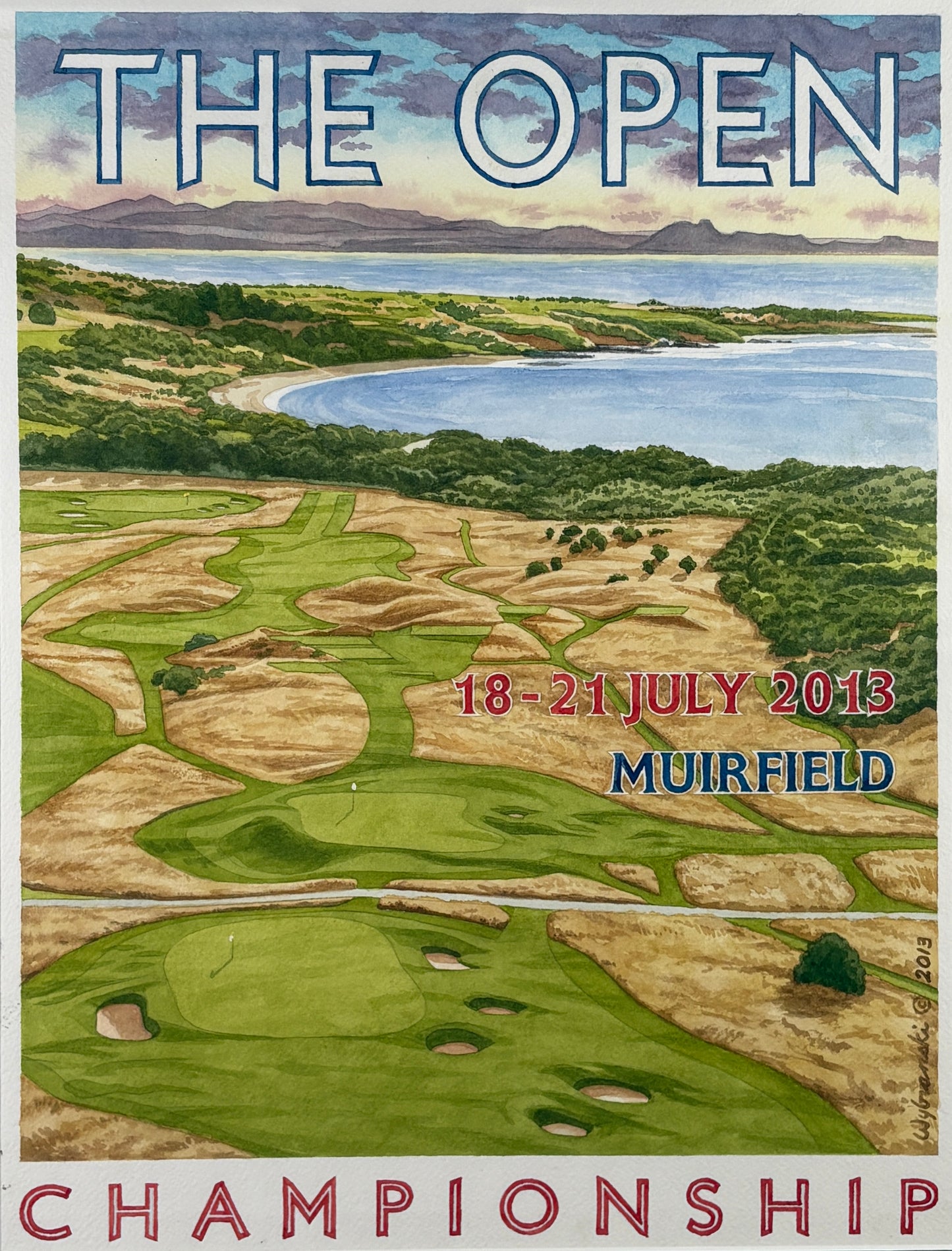 Official Painting for 2013 Open Muirfield Poster by Lee Wybranski
