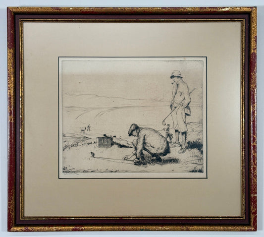 "The Tee" Dry Point Etching by John R. Barclay, c1920s