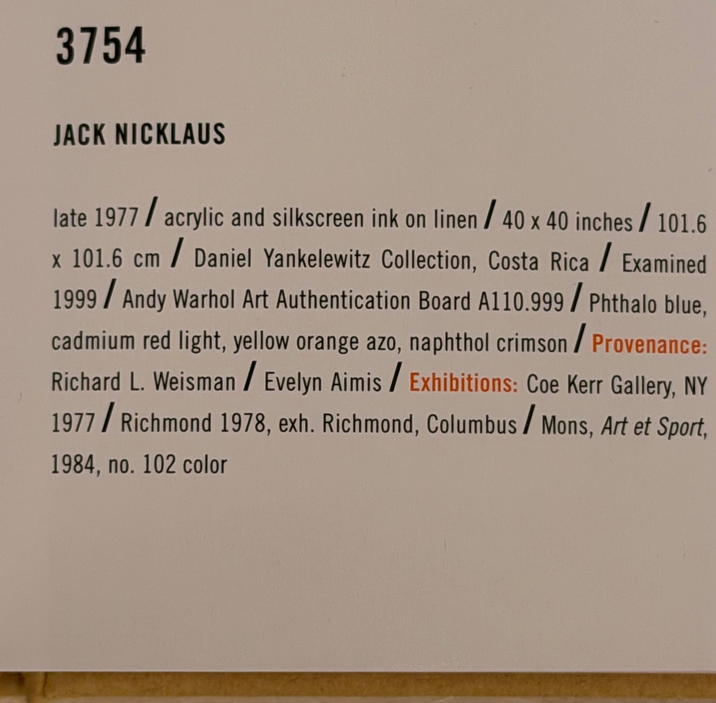 Andy Warhol's "Jack Nicklaus" 1977